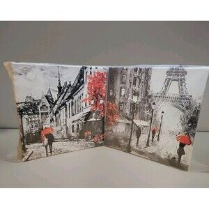 Canvas Art Paris Theme Black and white scenery romantic couple Wall Art 2 Pieces